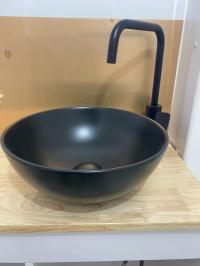 Photo by Phil From NSW. Feb 2024 - Push-Button Basin Waste - Matte Black / 32mm Outlet - Suits Coast Black Ceramic Basins