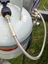 Photo by Jason From NSW. Mar 2024 - Keefer Stainless Steel Braided LCC27 Gas Pigtail - 600mm - 1/4 inch Male NPT - Single-Cylinder Systems