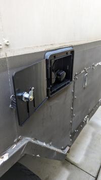 Photo by Stephen From QLD. May 2024 - Flomaster Lockable Dual Water Inlet Hatch - Mains / Gravity / Black - 3/4 inch Female NPT / 1/2 inch Male BSP / 28mm Tank Outlet