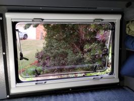 Photo by Patrick From WA. Jul 2024 - Aussie Traveller EuroVision2 Window with Slimline Blind & Flyscreen - Black Frame / 550mm H x 900mm W