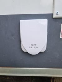 Photo by Paul From TAS. Nov 2024 - Transco PowerRun Caravan Power Inlet - 240V / 15A - IP54 - White
