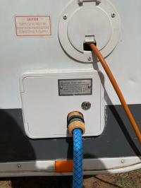 Photo by Michael From SA. Nov 2024 - Flomaster Lockable Dual Water Inlet Hatch - Mains / Gravity / White - 3/4 inch Female NPT / 1/2 inch Male BSP / 28mm Tank Outlet