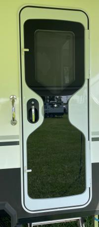 Photo by Don From QLD. Nov 2024 - Outer Glass Door Panel - Right-Hand Hinge / Viewed from Outside - Suits Dometic CaraD 600 Caravan Doors