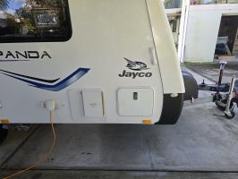 Photo by Jay From NSW. 1. Original hatch. May 2025 - Coast RV Access Door 3 - White / 355 x 521mm Cut-Out