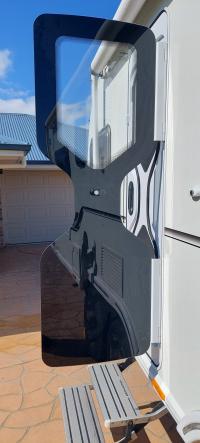 Photo by Michael From QLD. Jul 2025 - Outer Glass Door Panel - Right-Hand Hinge / Viewed from Outside - Suits Dometic CaraD 600 Caravan Doors