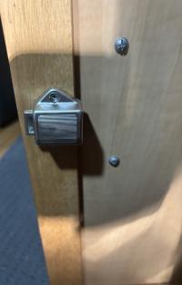 Photo by Shaun. The new latch tongue is a solid lock that prevents the doors from opening even on rough roads.. Jul 2025 - Camec Push-Button Catch Set - Nickel / 16mm
