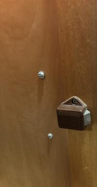 Photo by Shaun. The new latch tongue is a solid lock that prevents the doors from opening even on rough roads.. Jul 2025 - Camec Push-Button Catch Set - Nickel / 16mm