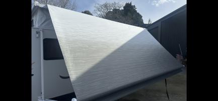 Photo by Darren From VIC. Aug 2025 - Carefree Fiesta Awning Fabric & Roller Assembly - 14ft - Silver Shale Fade