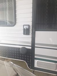 Photo by Trevor From QLD. Aug 2025 - Camec 12V LED Grab Handle with Blue Night Light - Black / 127 x 140mm Mounting Holes