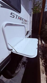 Photo by Peter From VIC. Oct 2025 - Aussie Traveller Keyless Caravan Picnic Table - LED - White - 800 x 445mm
