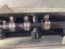Photo by Steve From NSW. Nov 2025 - Tank Outlet & Drain Fitting - 3/4 inch Male BSP / 2 x 25mm Barbs - Suits Jayco 90L Water Tanks