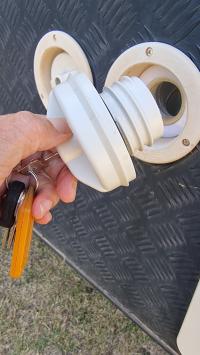 Photo by Liz From NSW. Nov 2025 - Lockable Water Filler Cap & 2 Keys - White - Suits Hume Water Fillers