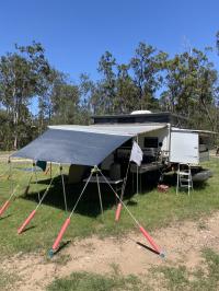 Photo by Peter From QLD. Dec 2025 - Fiamma F45s Wall-Mount Awning - 3.5m - Polar White Case / Royal Grey Fabric - 2.5m Projection