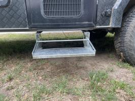 Photo by Joshua From QLD. Dec 2025 - Single Folding Caravan Step - Hot-Dip Galvanised Steel / 520mm Tread / 530mm Mounting Width