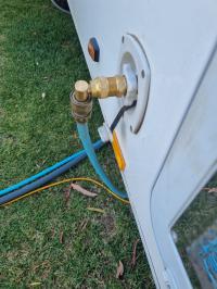 Photo by John From QLD. Jan 2026 - Brass Click-On Mains Water Inlet Elbow - 12mm Male Click-On x 3/4 inch Male NPT