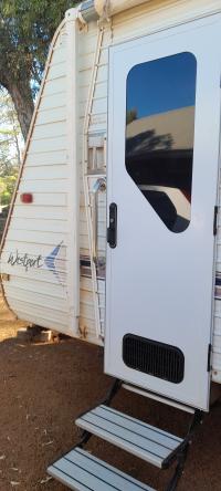 Photo by John From WA. Jan 2026 - Aussie Traveller DC Caravan Door - Square Top - 1750 x 622mm - Right-Hand Hinge - White
