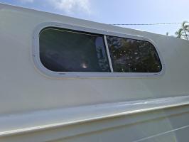 Photo by Ladislav From QLD. Jan 2026 - Aussie Traveller Slimline Sliding Window with Flyscreen - White Frame - 300mm H x 900mm W