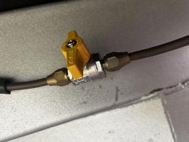 Photo by Greg From ACT. Feb 2026 - Two-Way Gas Ball Valve - 5/16 inch Male SAE x 5/16 inch Male SAE - 2 Flare Nuts Included