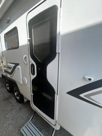 Photo by Jose From VIC. I had to buy a hinge kit as the plastic bushes break when replacing the old door. Feb 2026 - Outer Glass Door Panel - Right-Hand Hinge / Viewed from Outside - Suits Dometic CaraD 600 Caravan Doors
