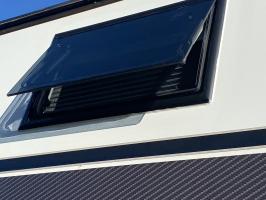 Photo by Geoff From SA. Feb 2026 - Aussie Traveller S4 Window with Integrated Blind & Flyscreen - Black Frame / 300mm H x 500mm W