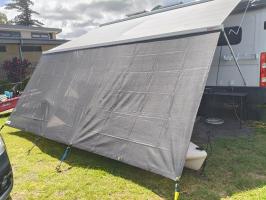 Photo by Kathryn From NSW. Feb 2026 - Aussie Traveller Sunblocker Screen - Black - 4400 x 1950mm - Suits 4.5m Cassette Awnings