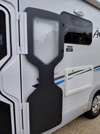 Photo by Tania From VIC. Mar 2026 - Outer Glass Door Panel - Right-Hand Hinge / Viewed from Outside - Suits Dometic CaraD 600 Caravan Doors