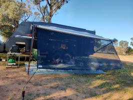 Photo by Gavin From NSW. Apr 2026 - Aussie Traveller Sunblocker Screen - Black - 4880 x 1950mm - Suits 17ft Awnings / 5m Cassette Awnings