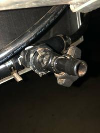 Photo by Brett From VIC. May 2026 - Tank Outlet & Drain Fitting - 3/4 inch Male BSP / 2 x 25mm Barbs - Suits Jayco 90L Water Tanks