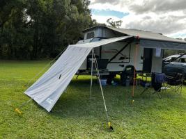 Photo by Margaret From QLD. Aug 2026 - Replacement Canopy & Shade Wall - 1.5m Long / 2.17m Projection - Poles, Ropes & Pegs Not Included - Suits Xtend Outdoors Mini BBQ Porches