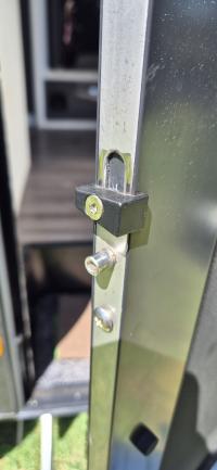 Photo by Kellie From QLD. Sep 2026 - Outer Door Catch - Left-Hand Hinge, Viewed from Outside - Suits Milenco Columbia Doors