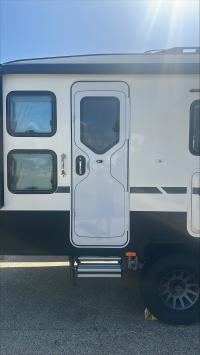 Photo by Allan From WA. Oct 2026 - Alucobond Door Panel - 1750mm / Right-Hand Hinge / Viewed from Outside - Suits Dometic CaraD 600 Caravan Doors