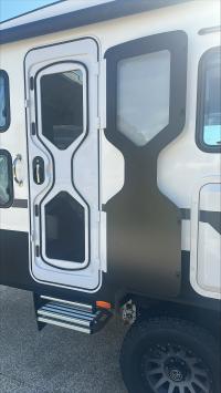 Photo by Allan From WA. Oct 2026 - Alucobond Door Panel - 1750mm / Right-Hand Hinge / Viewed from Outside - Suits Dometic CaraD 600 Caravan Doors