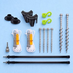 Aussie Traveller Electric Roll-Out Awning Cradle Support Kit with Poles - Black