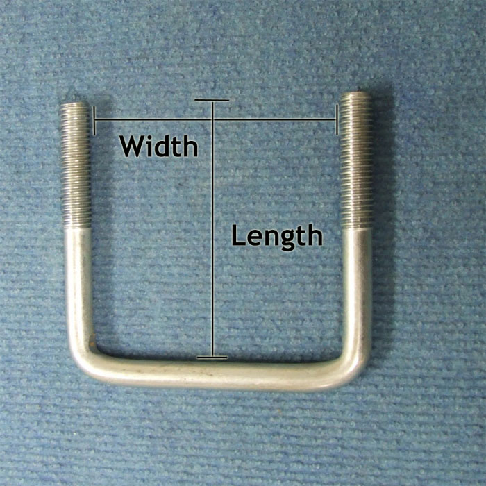 165mmx45mm, 1/2inch Whitworth UBolt, Zinc, Square CaravansPlus