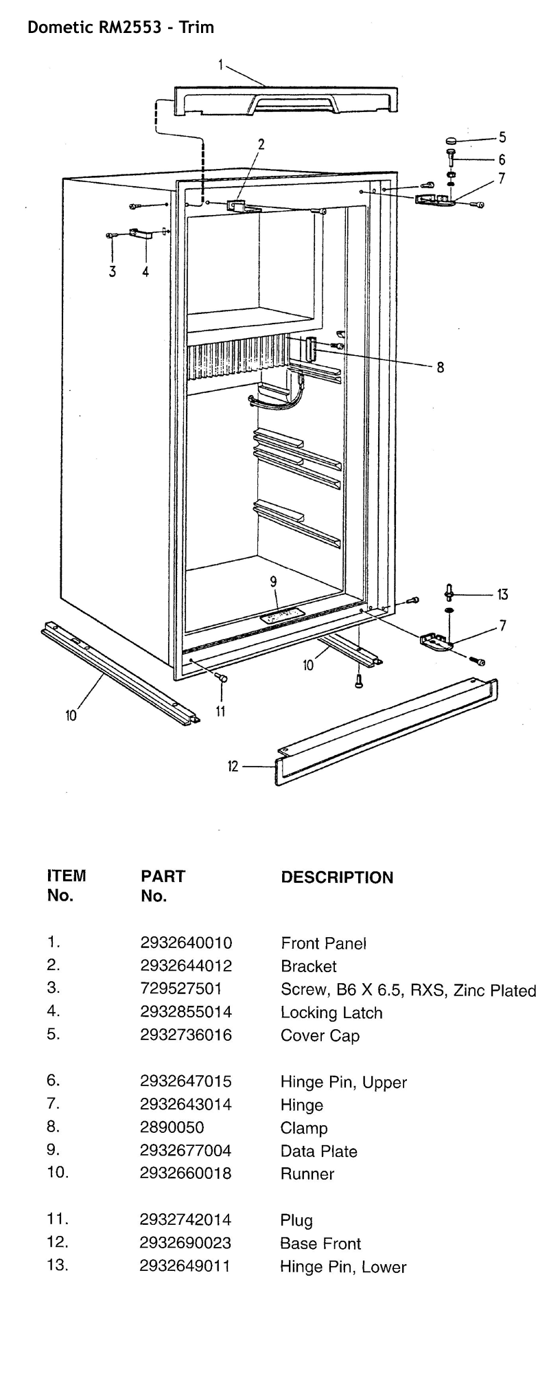 Diagram, RM2553 Fridge Trim, BEIGE Trim CaravansPlus