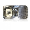 Camec Stainless Steel Sink - 2 Basin & Draining Board - 890 x 480mm - Inc. Waste & Plug