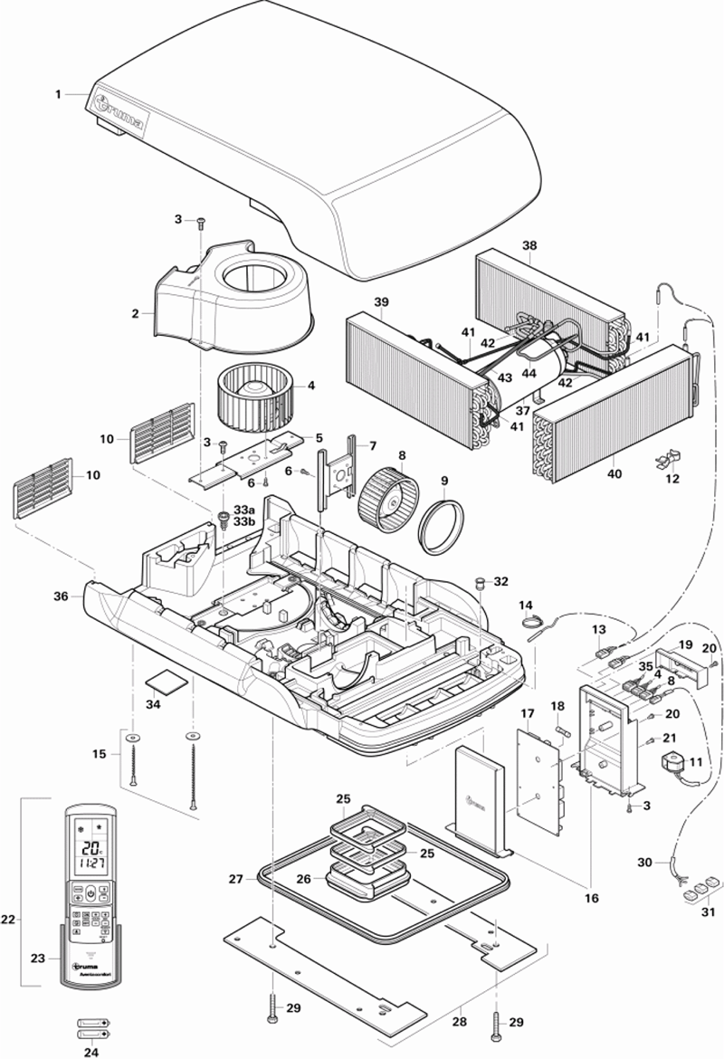 Spare Parts Diagram: Truma Aventa Comfort - Roof Top Air Conditioner (1 of 2)