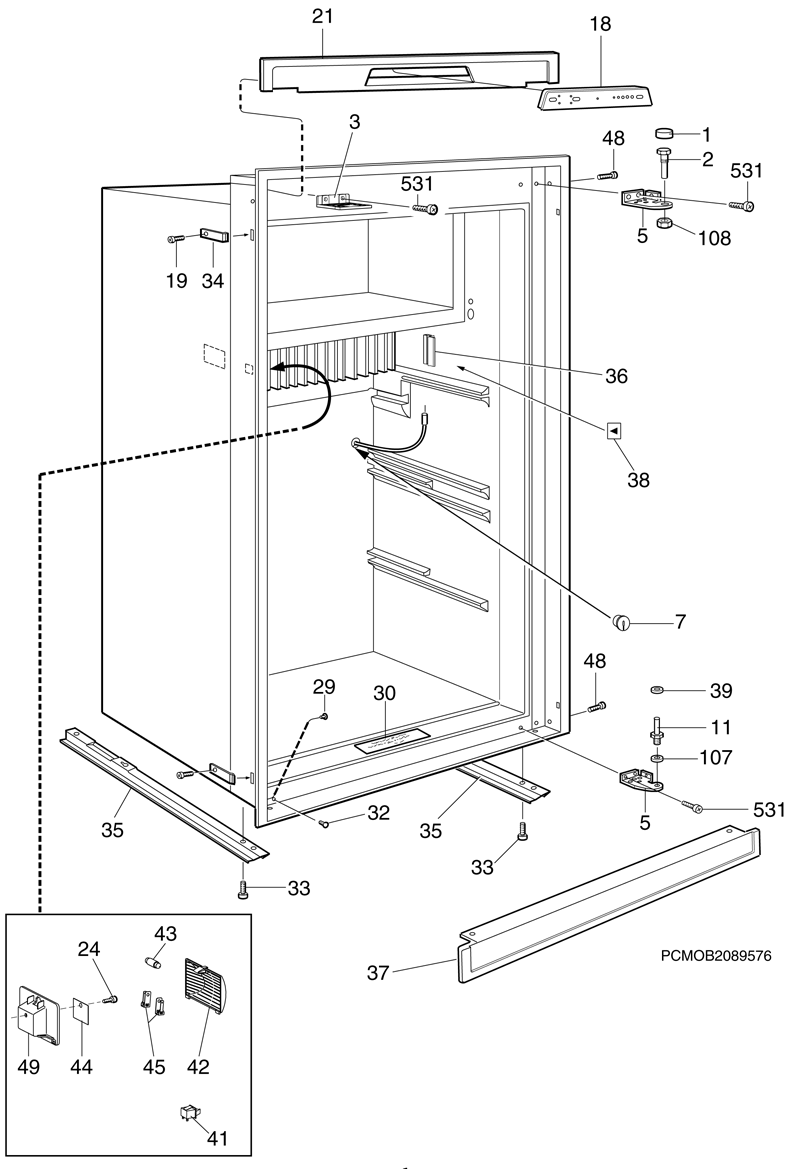 Diagram, RM2555 Fridge Trim, BLACK Trim CaravansPlus