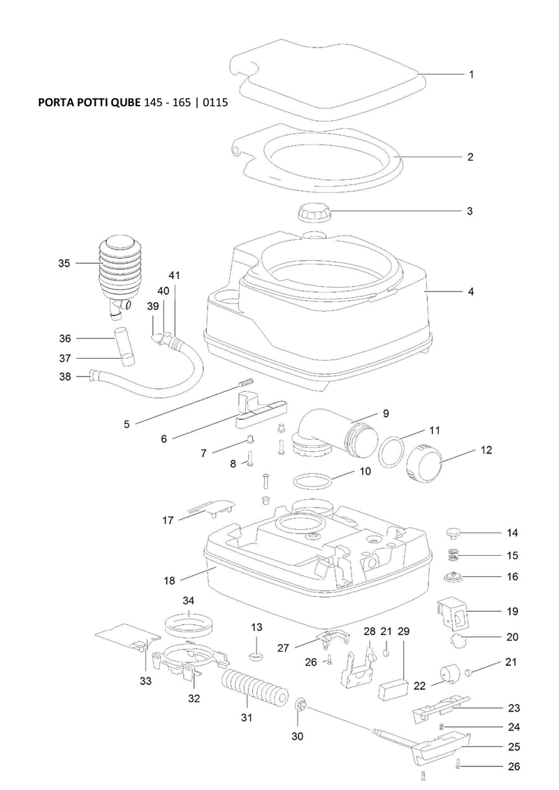 Diagram, Thetford Porta Potti Qube 145 165, Portable Toilet