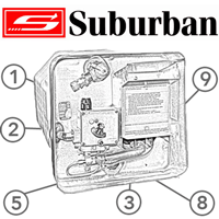 Spare Parts Diagram - Suburban SW6DERA / SW4DERA Water Heater - Auto Gas/Electric