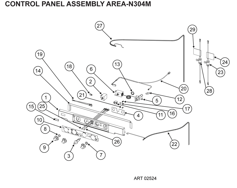 Diagram, Thetford N304M.3 Upright Fridge, Controls | CaravansPlus