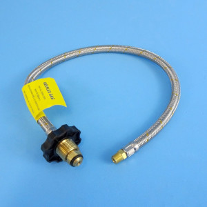 Keefer Stainless Steel Braided POL Gas Pigtail with Handwheel - 600mm - 1/4 inch Male Inverted Flare...