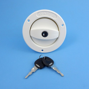 Lockable Water Filler - White / 25mm Outlet / 10mm Breather
