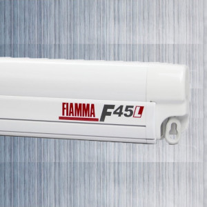 Fiamma F45s Wall-Mount Awning - 2.6m - Polar White Case / Royal Blue Fabric - 2m Projection