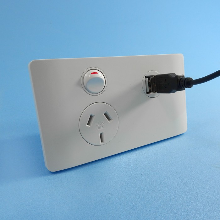 DIY 240V Double Pole Single Power..USB White CaravansPlus