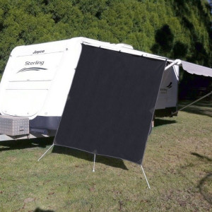 Supex End Wall Privacy Screen - Black - Pegs & Ropes Included - Suits Caravans