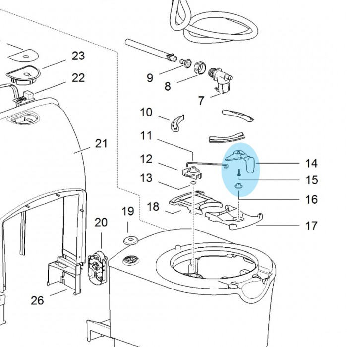 20095307 Blade Handle, Suit Thetford C223CS Toilets