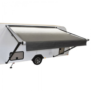 Carefree Fiesta Awning Fabric & Roller Assembly with LEDs - 14ft - Triple Black Shale Fade