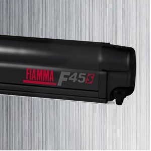 Fiamma F45s Wall-Mount Awning - 2.6m - Deep Black Case / Royal Grey Fabric - 2m Projection