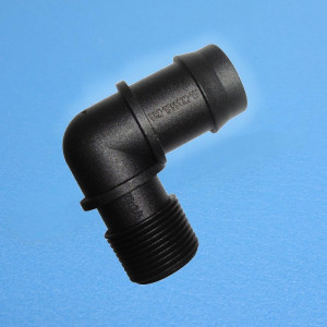 90-Degree Hose Barb Adaptor - 25mm Barb x 3/4 inch Male BSP